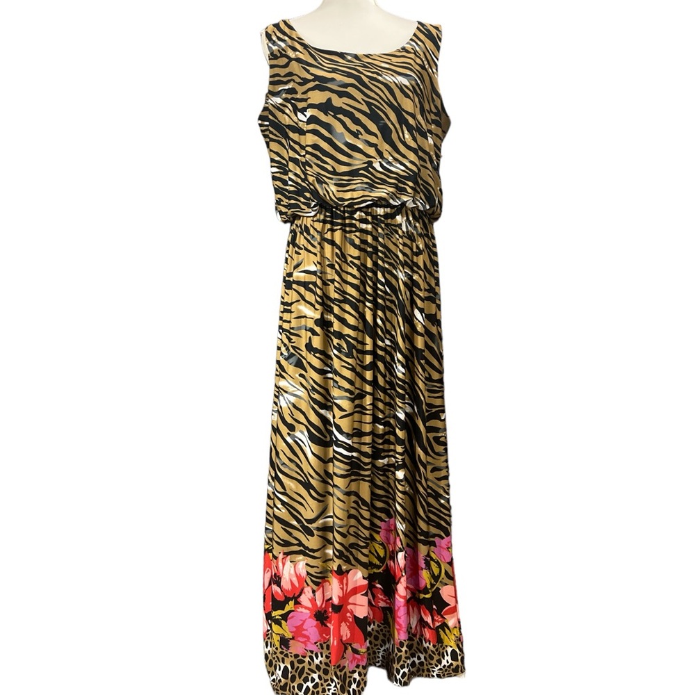 Blooming Rose animal print maxi dress. Size X-LARGE